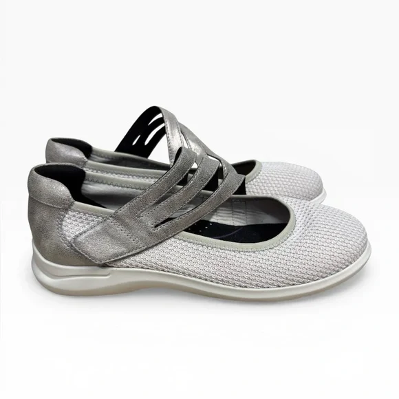 Aravon Power Comfort Mary Jane Knit Shoes Gray Silver Size US 8.5 UK 6 Comfort - Picture 3 of 8